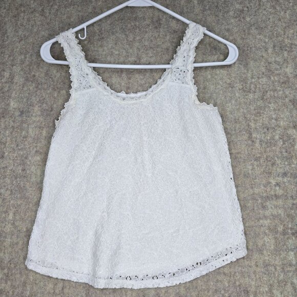 Hollister Womens Lace Tank Top White XS Floral Crochet Overlay Sleeveless - Picture 1 of 8